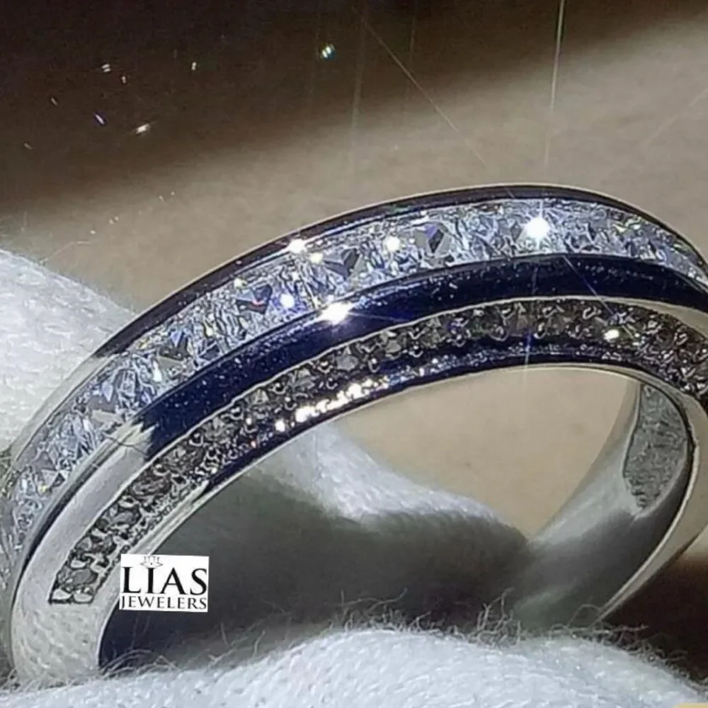 2 new 14k white gold wedding rings ( 2 rings total )